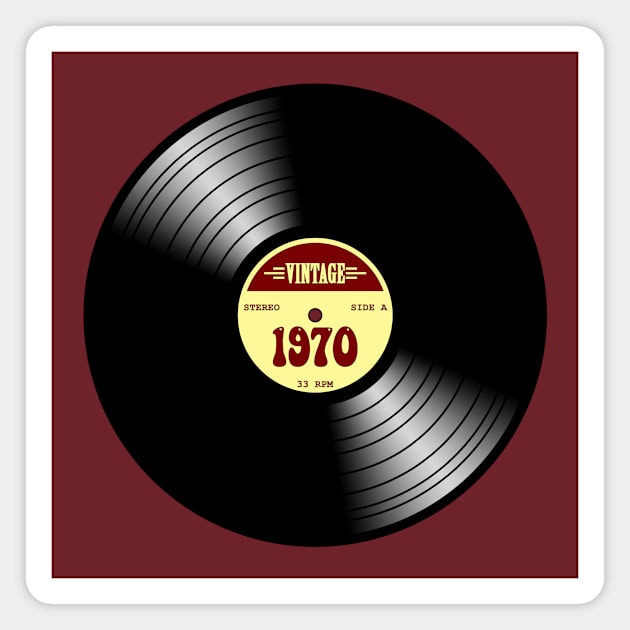 Vintage Vinyl 1970 Magnet by GloopTrekker